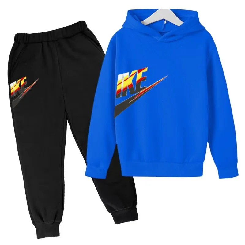 Kinder-Sweatshirt-Set mit Kapuzenjacke, Jungenbekleidung, Mädchen-Freizeit-Sportmarken-Set, Kapuzenoberteil mit Jacke und Hose, 2-teiliges Set – Detail 13