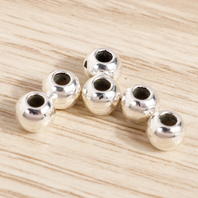 Tusember 50 Stück 5mm CCB Silberfarbene Lose Abstandsperlen für Schmuckherstellung DIY Armbänder Halsketten Bastelzubehör – Detail 6