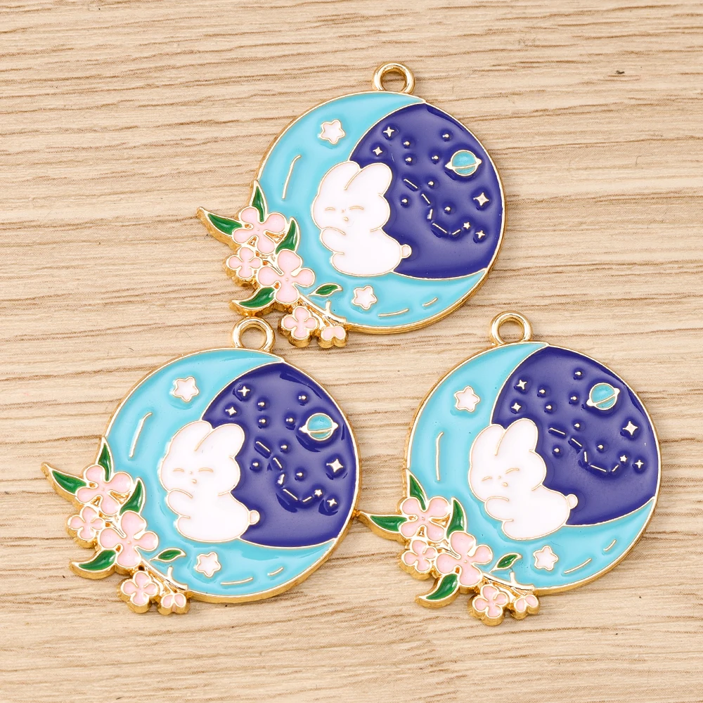 Tusember 10 Stück niedliche Blumen-Kaninchen-Anhänger aus Legierung, Kawaii-Blumen-Kaninchen-Anhänger für DIY-Armbänder, Halsketten, Schmuckherstellung – Detail 4
