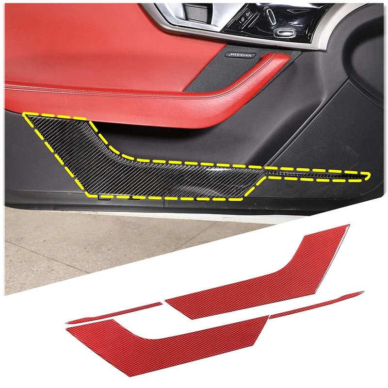 For 13-22 Jaguar F-TYPE door anti-kick panel stickers real carbon fiber (soft) 4-piece set (red)