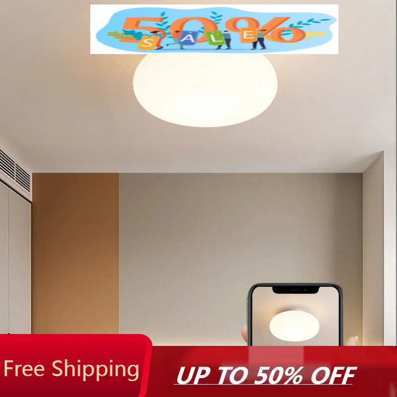 

СКИДКА 50% 2025 Потолочный светильник для прихожей Apple, светильник AisleLight, скандинавский минималистичный подвесной светильник для спальни и ресторана, кремовый стиль