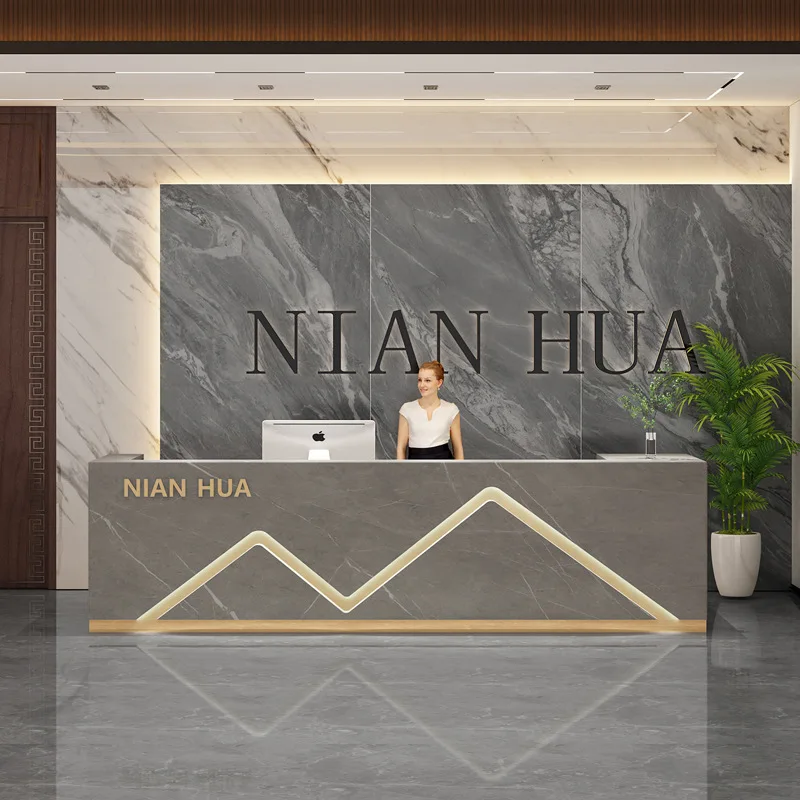 Simple modern Reception Desks lacquered company beauty Reception Desks hotel welcome wood Office Furniture receptie  ZY40JDT