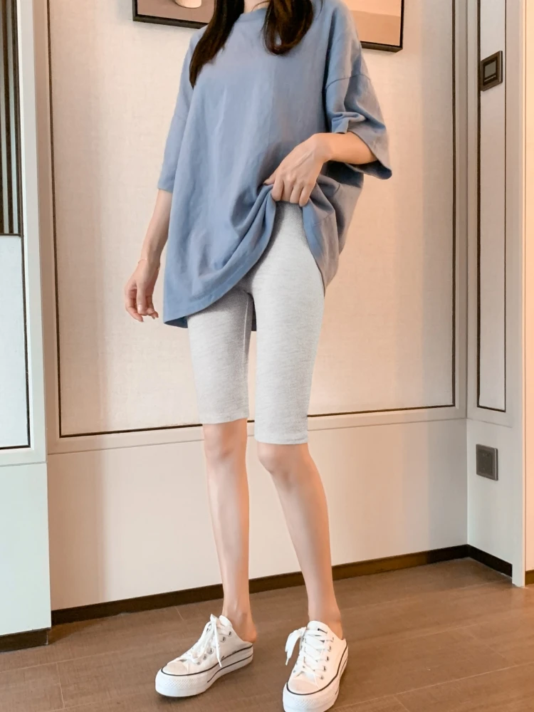 Damskie spodnie modalne ort, cienkie, z wysokim stanem, elastyczne, wyszczuplające, spodnie bazowe, do noszenia na zewnątrz, długość do połowy łydki, na lato.