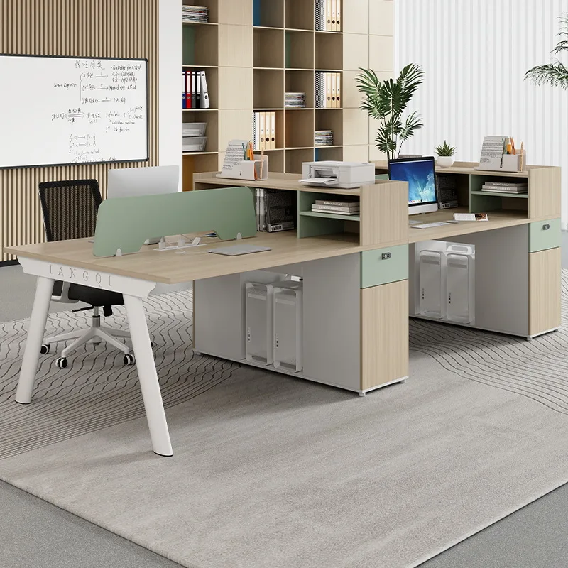 Financial desk and staff desk and chair combination, two-person minimalist office desk