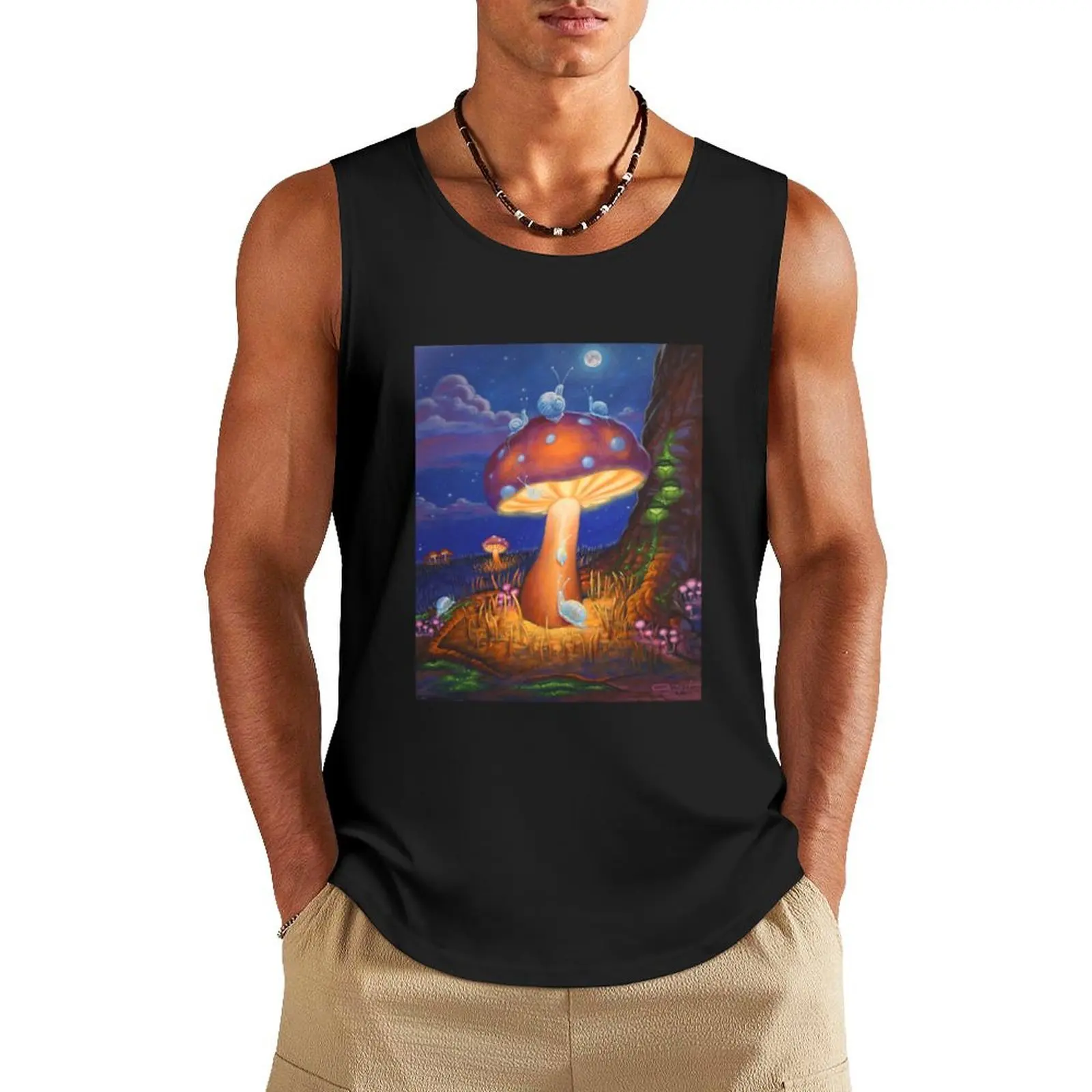 

Moon Glow Snails Tank Top cotton t-shirts man men gym clothing T-shirts men