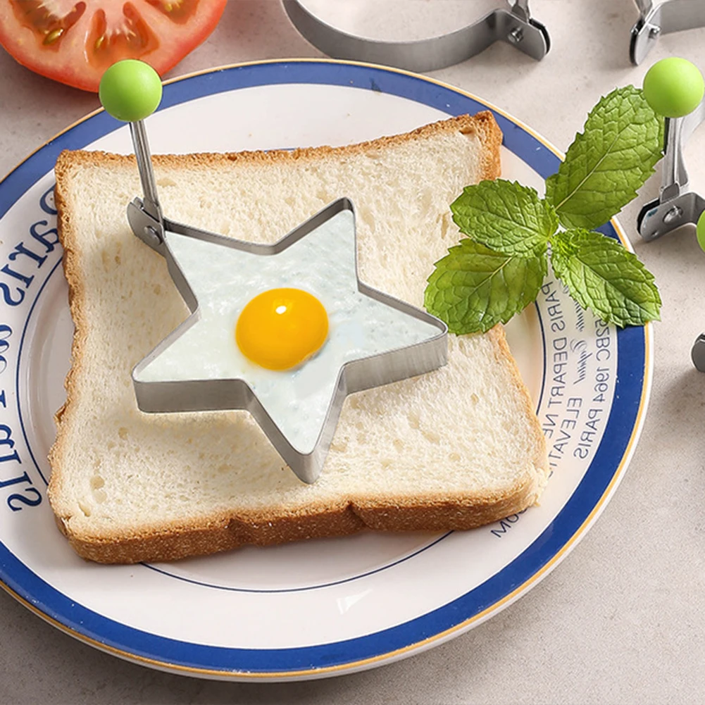 5pcs Stainless Steel Eggs Rings Mold With Handle,Round Non-Stick Pancake Omelette Mold For Griddle,Egg Shaper Home Kitchen Items