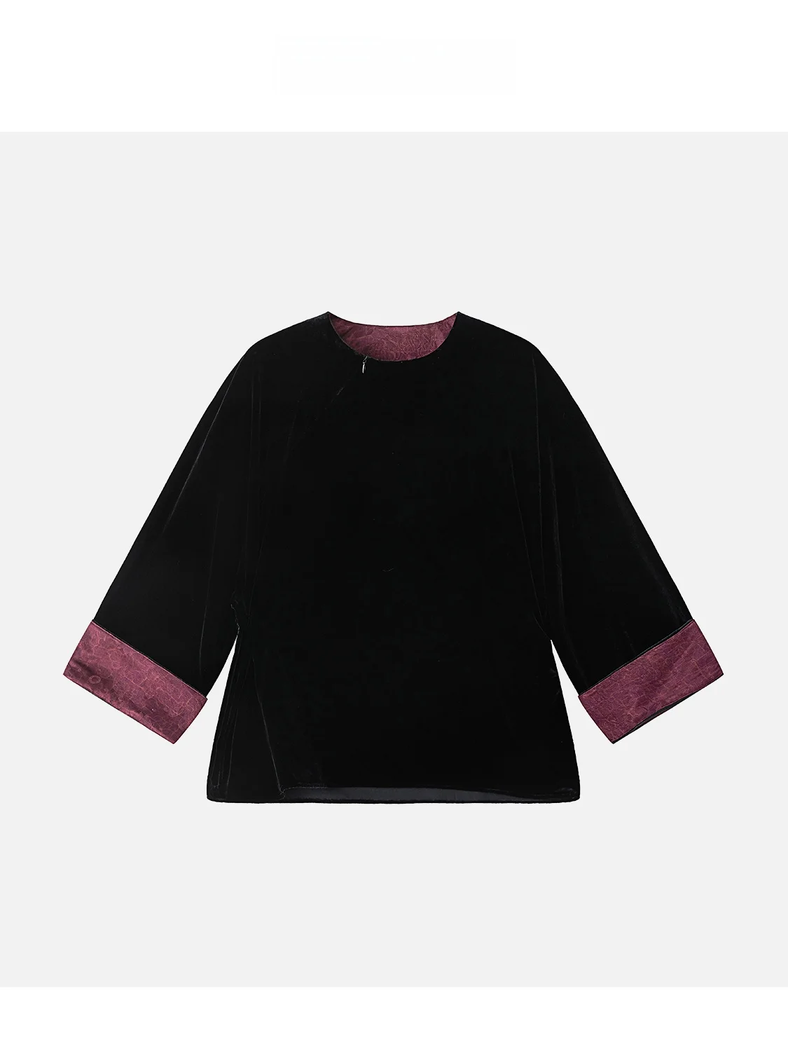 

JINGJING2025 New "Tangyun Night Banquet" Wide Sve Velvet Silk with Slanting Collar Traditional Chinese Sle Top