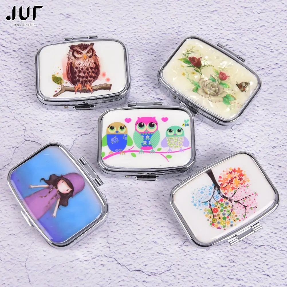 color random Portable Metal Pill box Folding pill case container for Medicines Organizer colorful Pill cutter Splitters