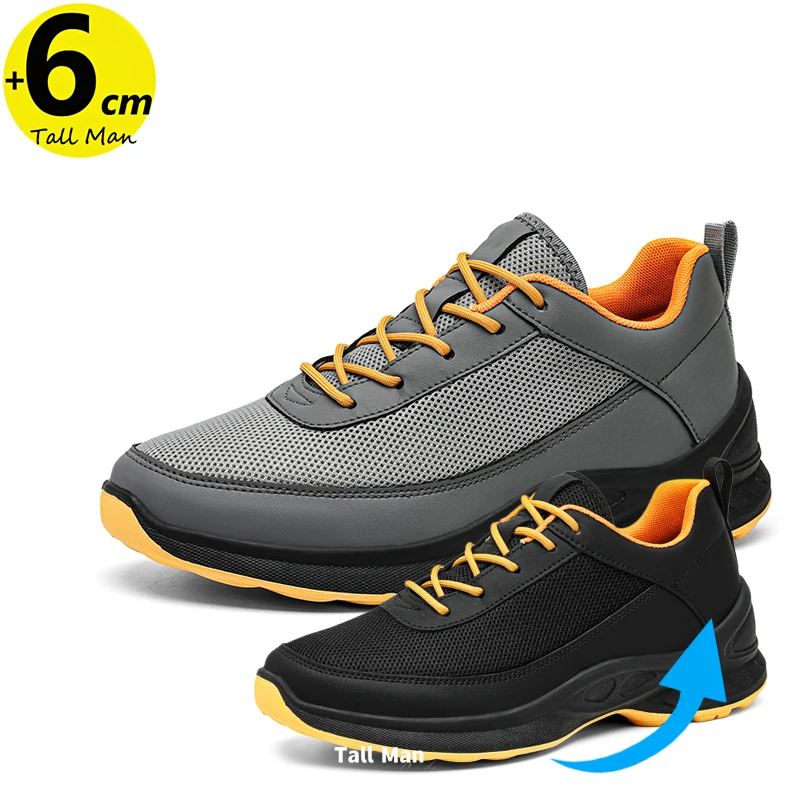 

Men Elevator Sneakers Height Increase 6cm Casual Shoes Fashion Platform Sports Plus Size 38-45