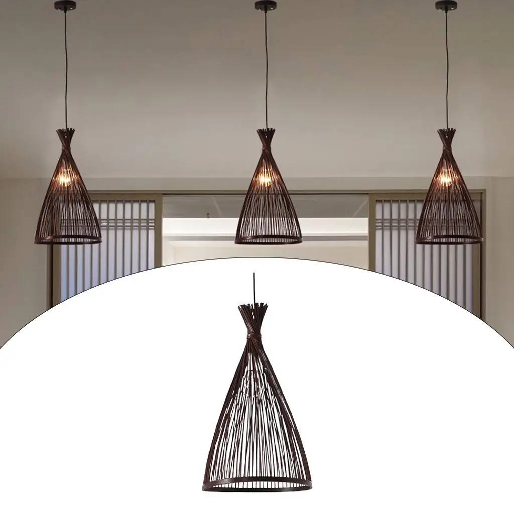 Woven Rattan Hanging Lamp Chandelier Ceiling Light Bamboo Pendant Shade for Bedroom Hallway Cafe Housewarming Gift Decor