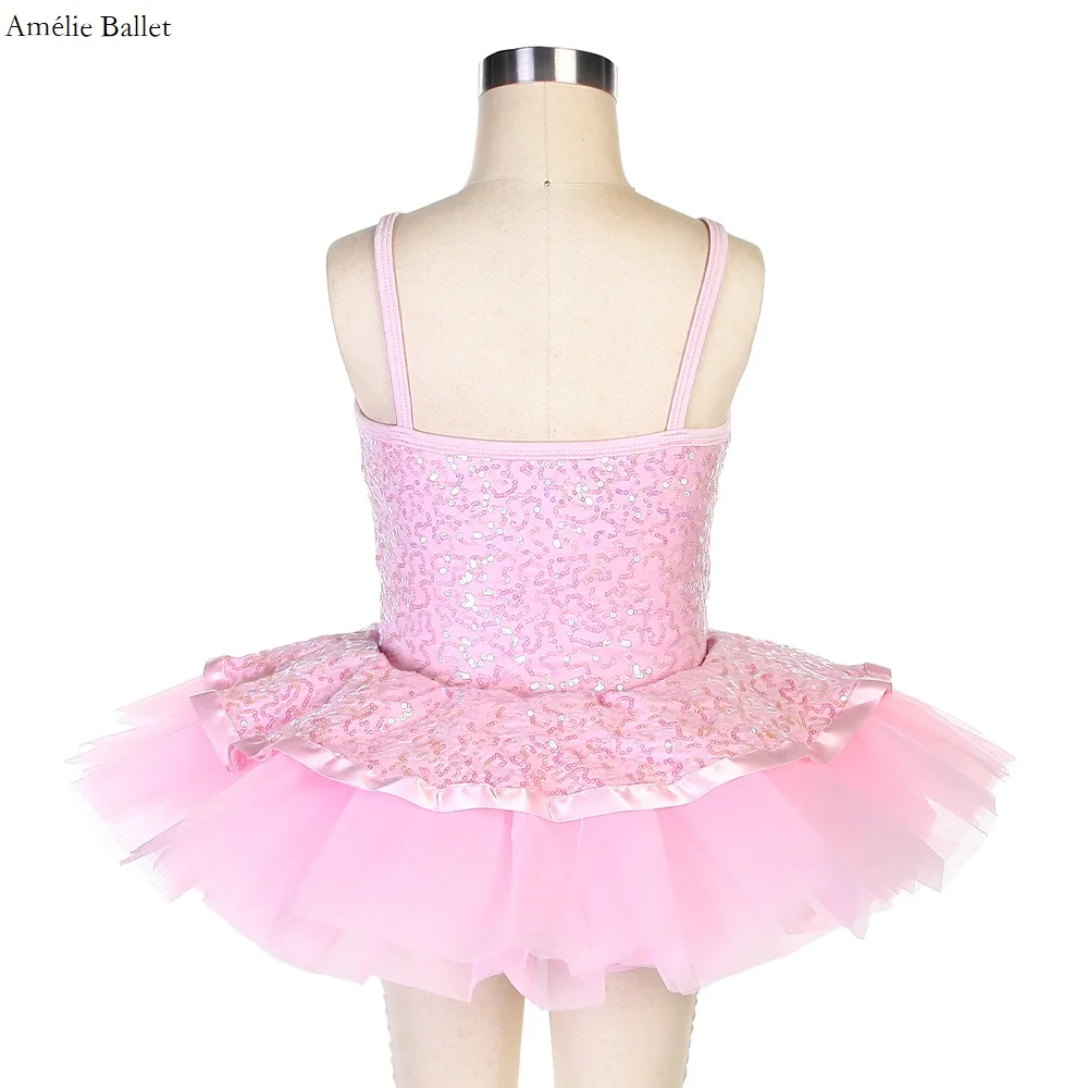 20182 أطفال بروتيل توتو الوردي الترتر دنة صد مع طبقة الوردي تول توتو الفتيات مرحلة الأداء ملابس رقص الباليه #2