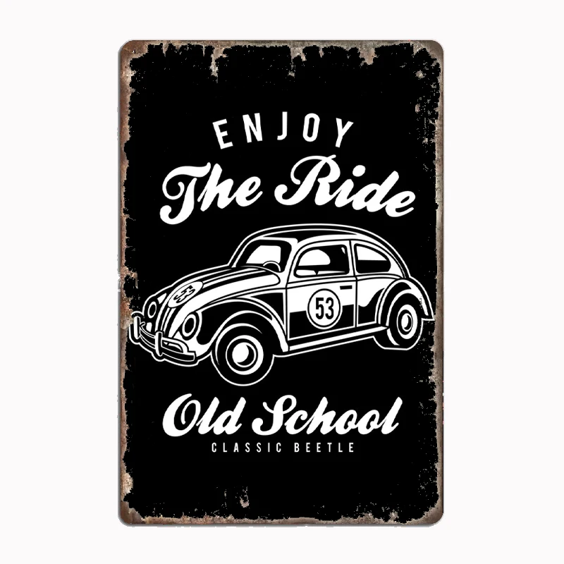 

Enjoy The Ride Vintage Beetle Classic Car Poster Metal Sign Bathroom Room Decor Wall Decor Tin Vintage Home Decoration