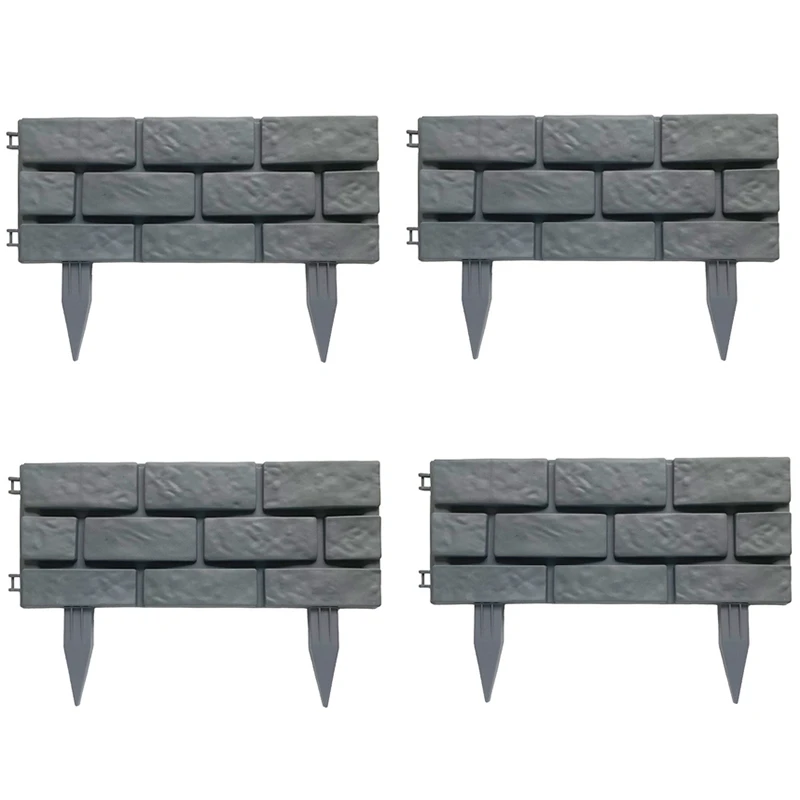 

4Pcs Garden Edging Courtyard Grass Rectangle Stone Brick Effect Accessories Plant Bordering Path Lawn Fence Decoration