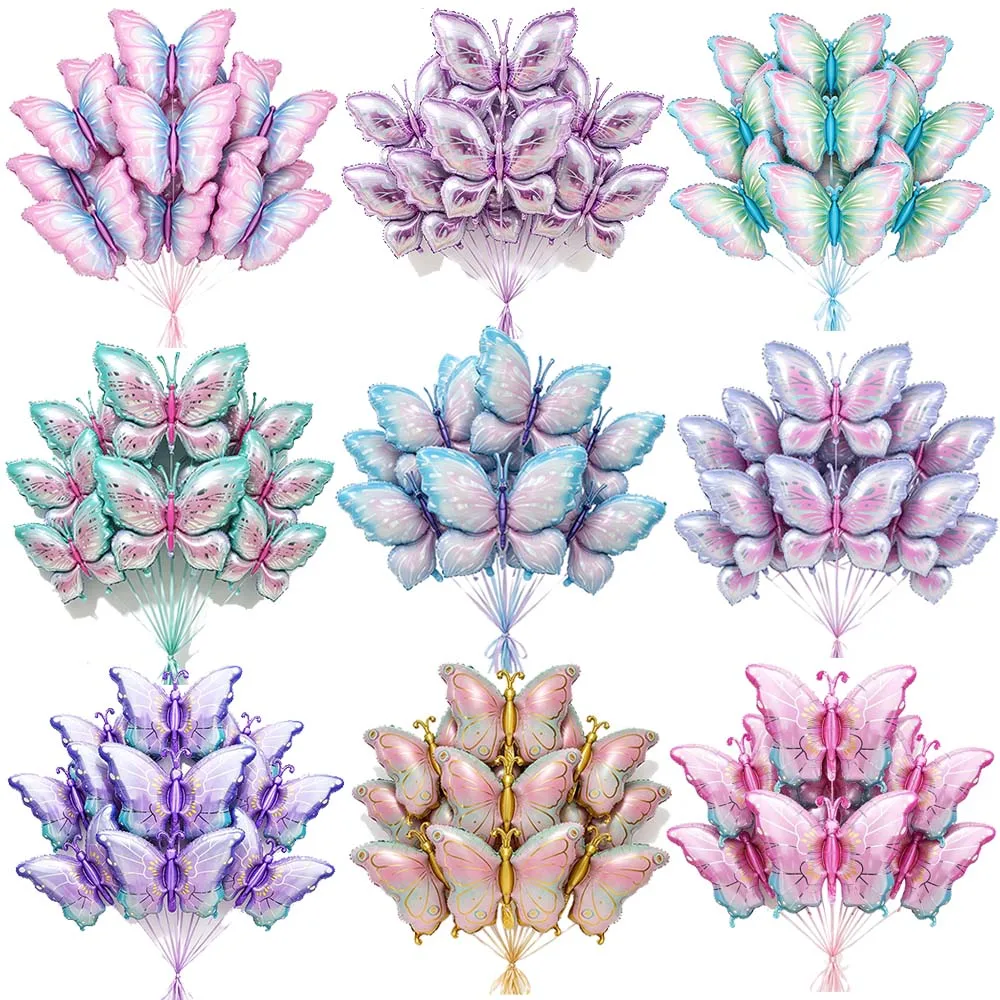 5/10/20/30/40/50 Stück Schmetterlings-Folienballons Schmetterlings-Mylar-Ballons für Geburtstag, Babyparty, Hochzeit, Partydekoration, Fotohintergrund
