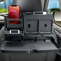 Mesa de comedor portátil para coche, bandeja plegable para taza de comida, estante de almacenamiento Interior para coche, soporte para asiento trasero, piezas de automóvil multifunción