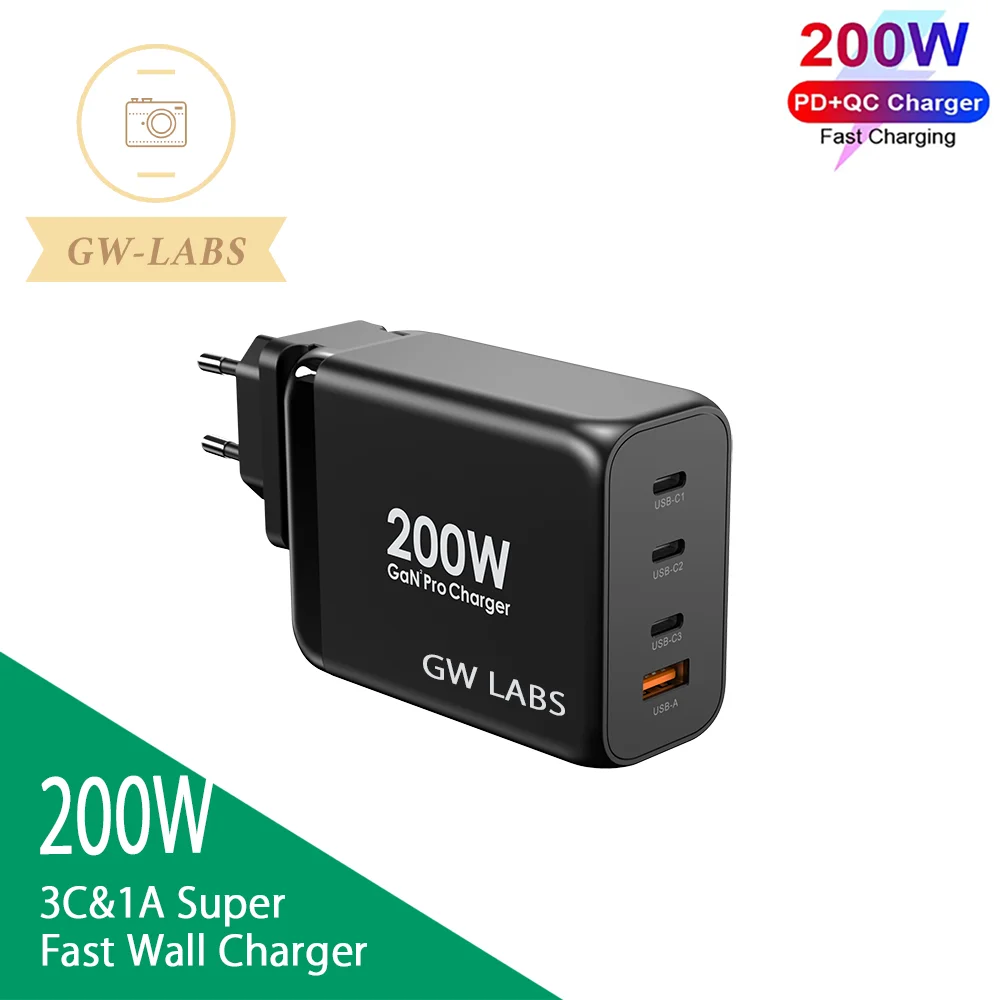 

Сетевое зарядное устройство GW LABS 3C и 1A USB C GaN, PD100W PPS105W для ноутбука, Macbook, iPad, iPhone, Samsung, Huawei, xiaomi и т. д.