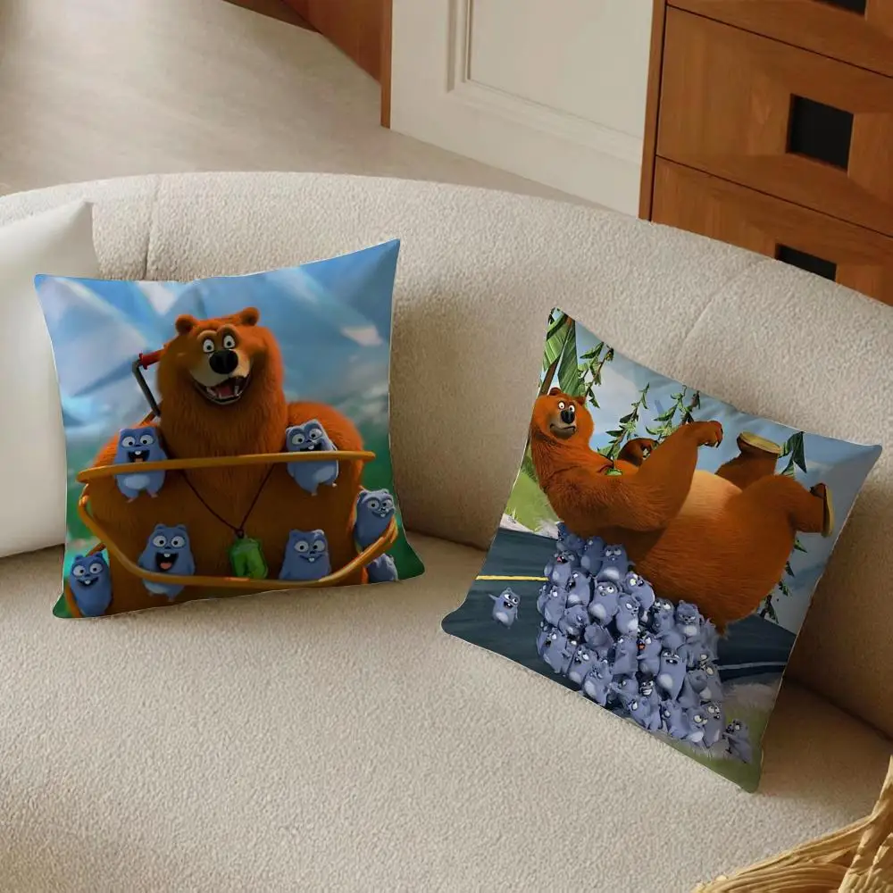 G-Grizzly And L-Lemmings Cushion Cover Daily Washable Linen Pillowcase Soft  for Sofa Bed Home Room Decor