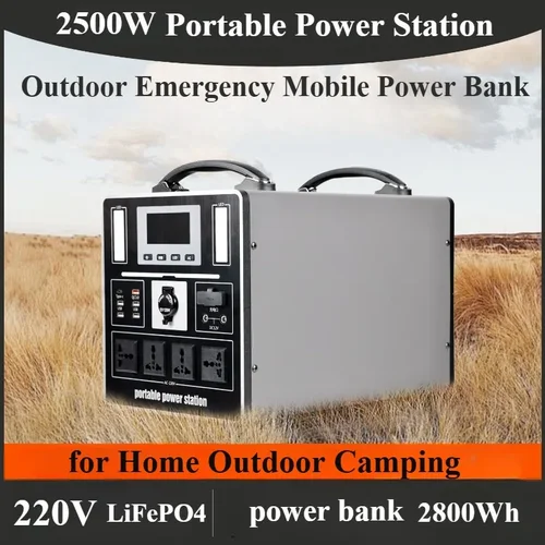 휴대용 발전소 2800W hsolar 발전기, 26.6 볼트 lifepo4 배터리, 가정용 야외 비상 캠핑용 순수 사인파, 2500W 