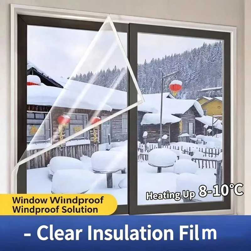 PVC Clear Window Insulation Warm Film, Windproof Winter Thermal Keeping Film, Energy Saving Heat Retention Window Cover
