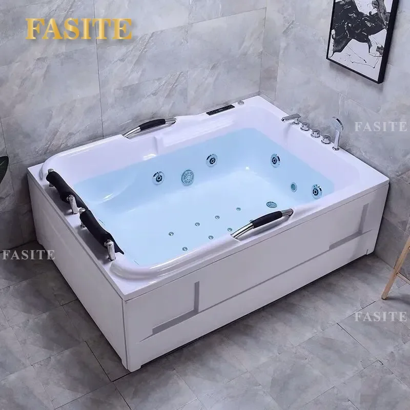 For Adult Household Double Acrylic Bathtub Large Automatic Heated Bath Tub Spa Relaxation Home Bathroom Comfortable Soaking
