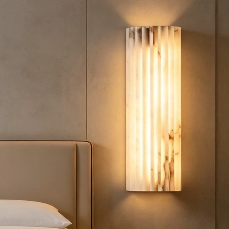 Nordic Minimal Luxury LED Wall Pendant Lights Marble Natural Stone Wall Lamp Home Decor Bedroom Bedside Corridor Villa TV Sconce