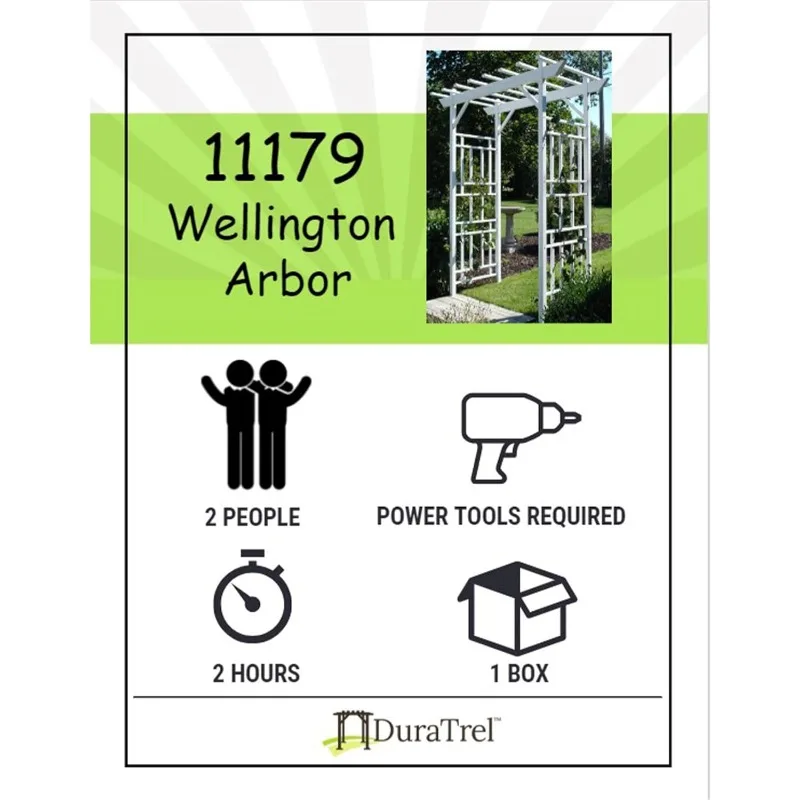 Wellington Arbor, 72 por 85 polegadas, PVC Pátio Garden Arch, Decoração Outdoor Backdrop Frame, Treliça para Escalada Plantas