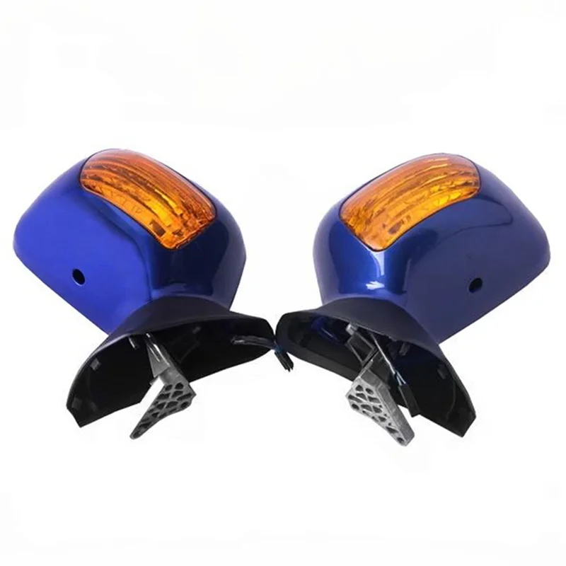 

Blue Side Rear View Mirror Yellow Signal Lens 1 Pair For Honda Goldwing GL1800 2001-2017 Reverse Turn Signal Mirror