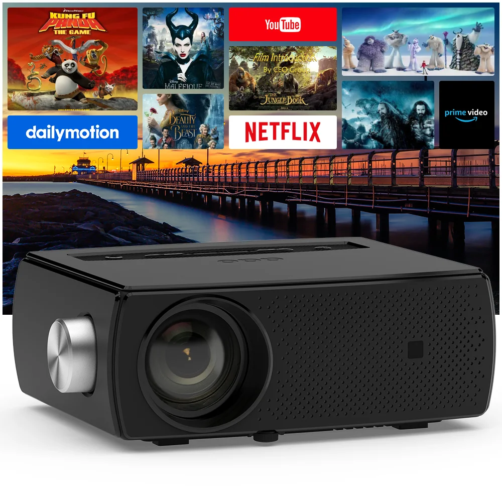 Rohs Projector Video Projecteur 1080P Resolution 250ANSI 4-D Keystone Correction Wifi Version SmartTV Led LCD Projector Supplier