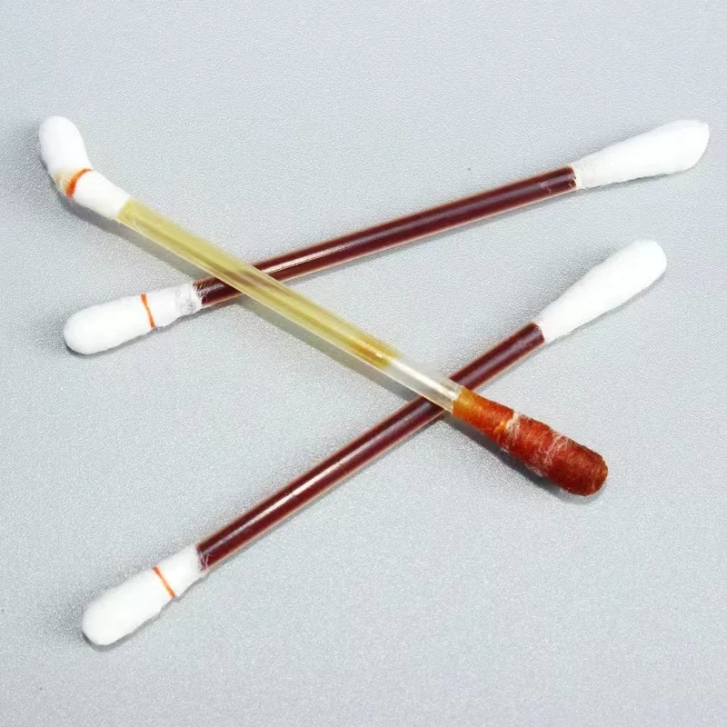 50PCS Disposable Iodine Cotton Multifunction Disinfected Stick Make Up Wood Iodine Medical Double Cotton Swab Portable Bar