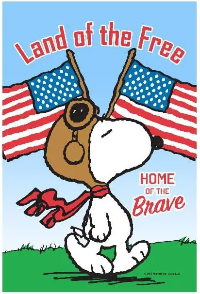 Flagology.com, PEANUTS®, PEANUTS® Land of the Free – Garden Flag 12.5 x 18, Outdoor Flag, Exclusive Premium Fabric, Offic