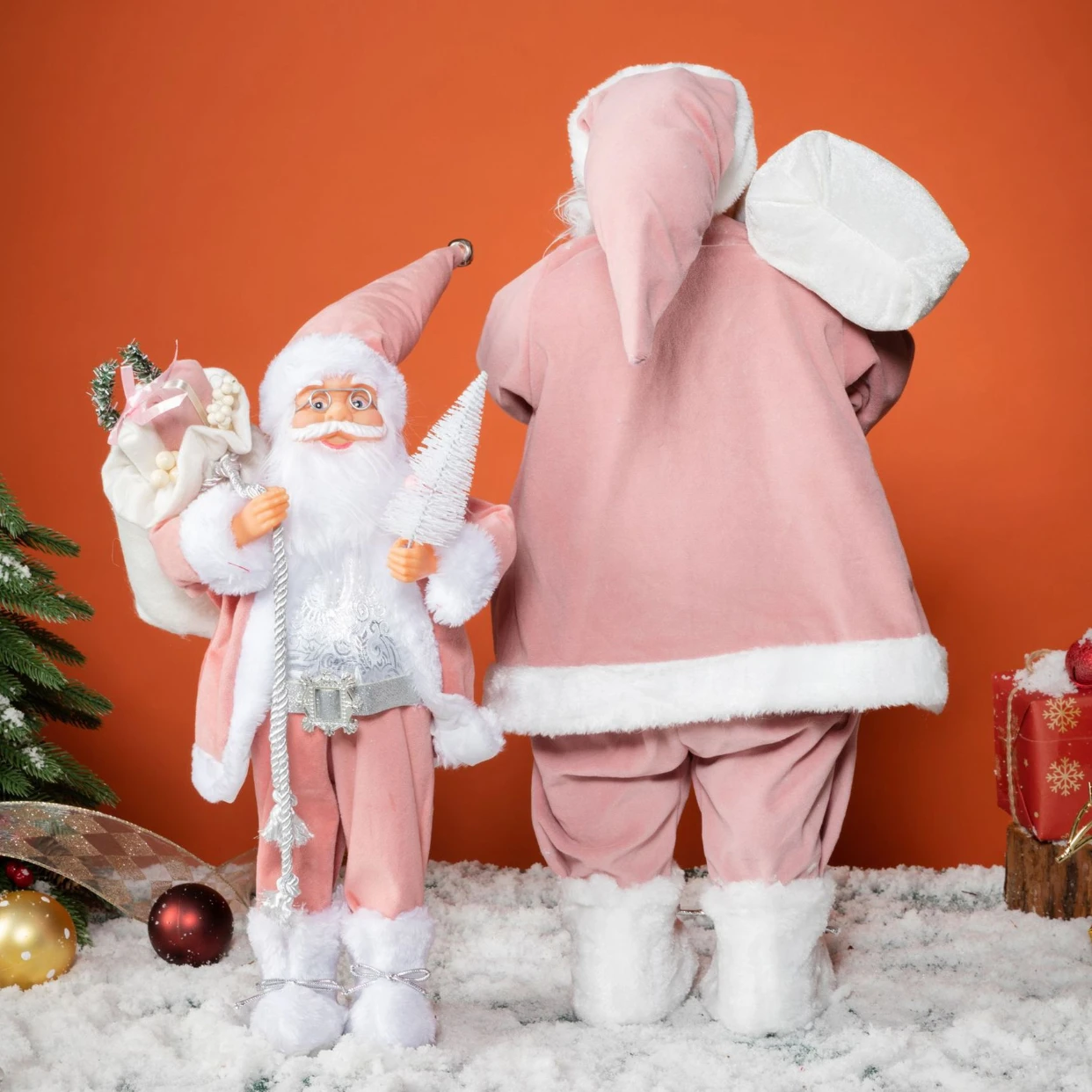 2023 Large Pink Three-dimensional Gift Santa Claus Doll Christmas Pendant Merry Christmas Home Decor Mall Storage Decoration