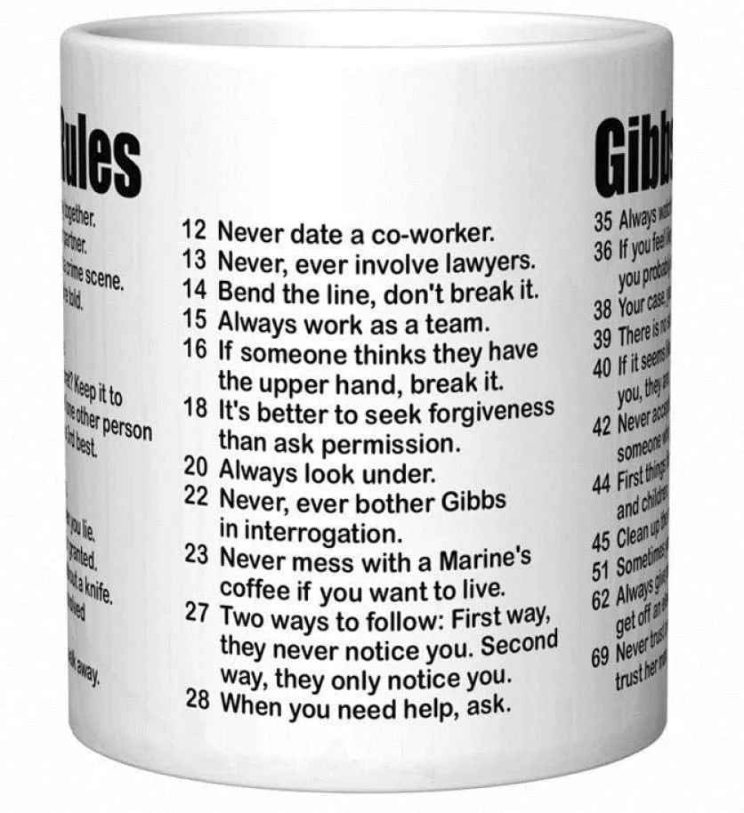 Gibbs' Rules Ceramic Coffee Mug Water Mug Logo Ceramic Mug