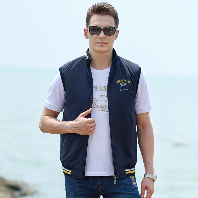 Bruce&shark Male Vest Casual Fashion Inner Thicken Cotton Super Quality Outerwear Zipper Men's Vest Coats Jacket big size 4XL