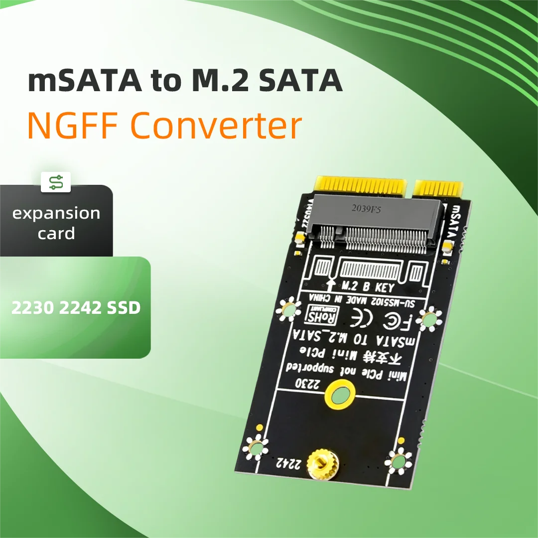 MSATA to M.2 SATA Adapter Card MSATA to NGFF Converter SSD Expansion Card Support 2230 2240 M.2 SATA SSD