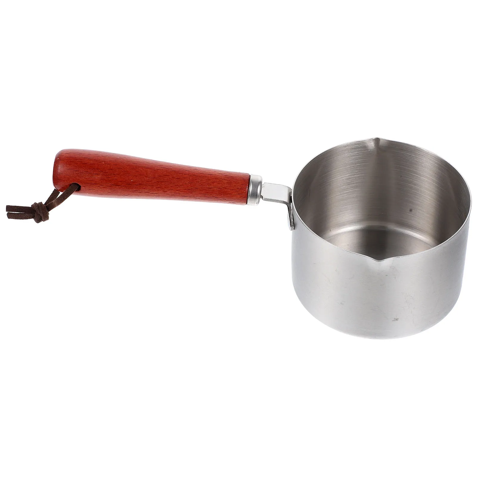 

Stainless Steel Milk Pot Wood Handle Dual Pour Spout Small Saucepan Melting Butter Warmer Coffee Milk Warmer Pan