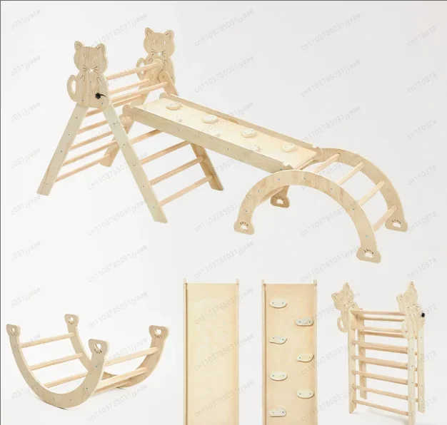 Hot SalesHot SalesClimbing Pickler Triangle Toddler Wooden Piklers Triangle Play Gym With Ramp And Rocking Arch Indoor Playgroun