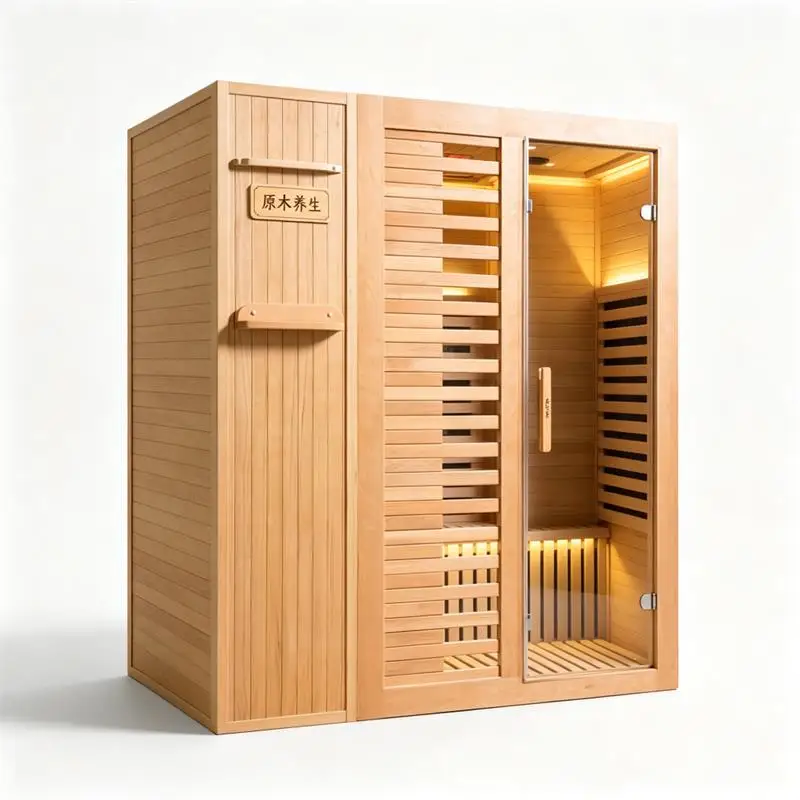 Home And Commercial Sauna 2 Person Indoor Sauna Low EMF Durable Solid Wood For Apartment Villa