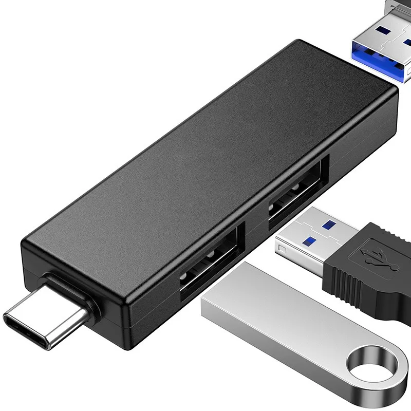 

Комплект из 2 USB-C хабов-разветвителей 2.0/3.0 для ПК, компьютерных аксессуаров, MacBook Air/Pro 13/15, 3-портовый OTG-хаб