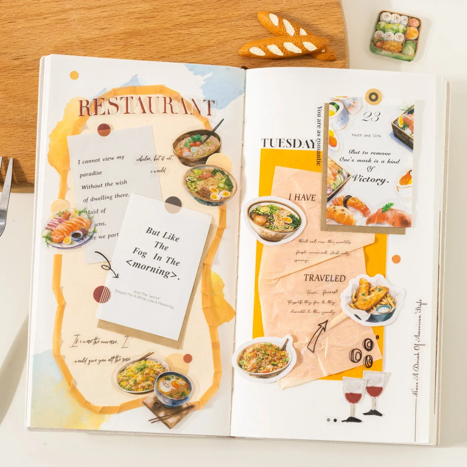 JIANWU Dish of The Day Series Vintage Food Landscaping PET Sticker Creative DIY Journal Material Collage Stationery