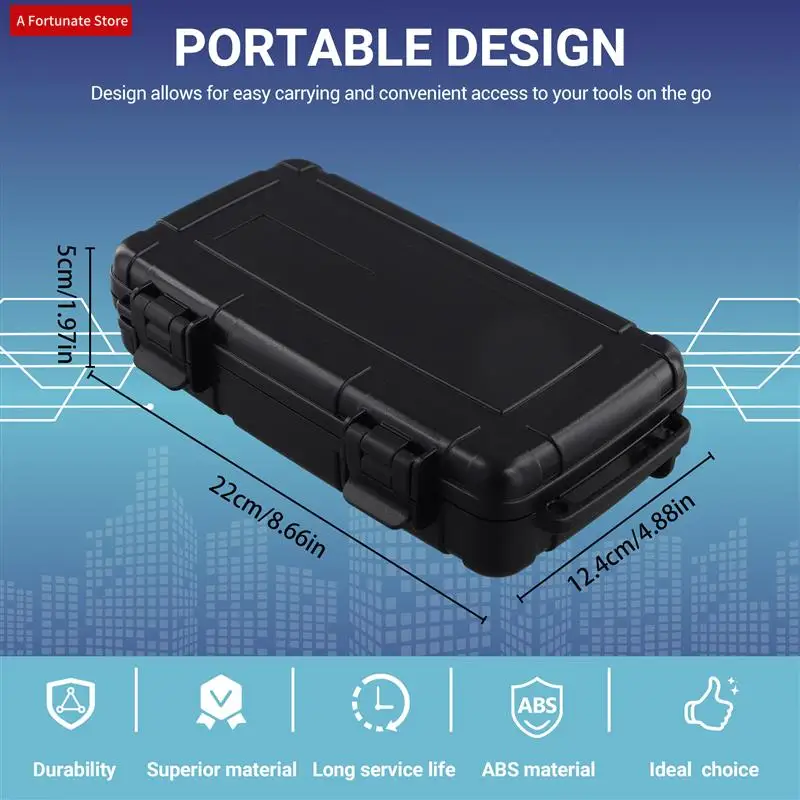 Black Hard Shell ABS Carrying Toolbox Shockproof Portable Toolbox Secure Tools Safety Instrument Tool Storage Case-A78G