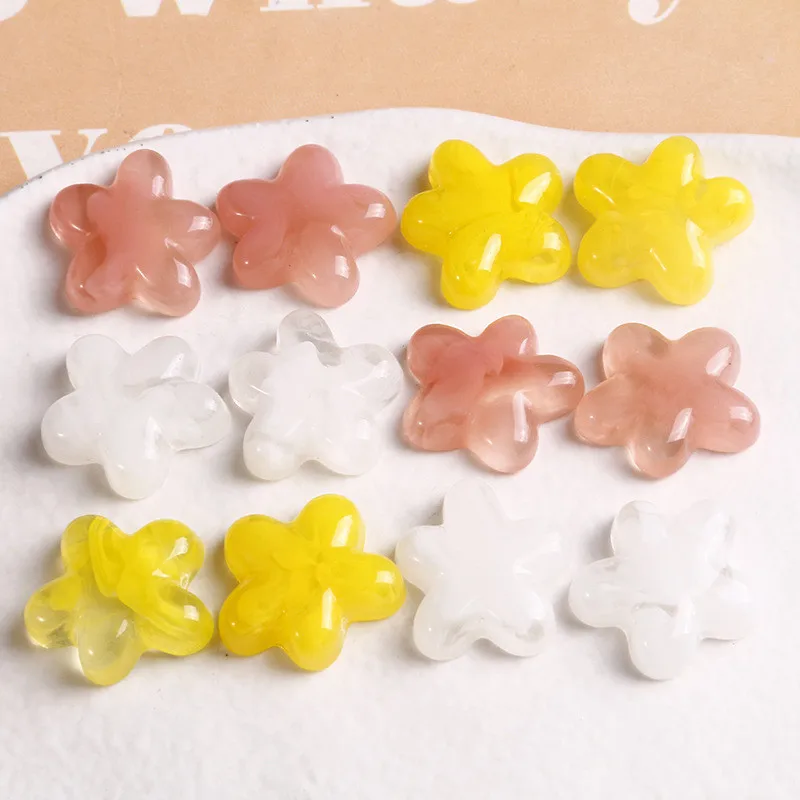 Newest 50pcs/lot 19mm color print cartoon flowers shape resin cabochon beads diy jewerly earring/garment accessory