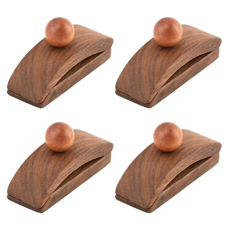 DTA4-Tapestry Hangers In Walnut Wood, 4-Pack Wooden Fabric Hanging Clamps For Quilt, Rug And Fabric Wall Display, Secure Grip