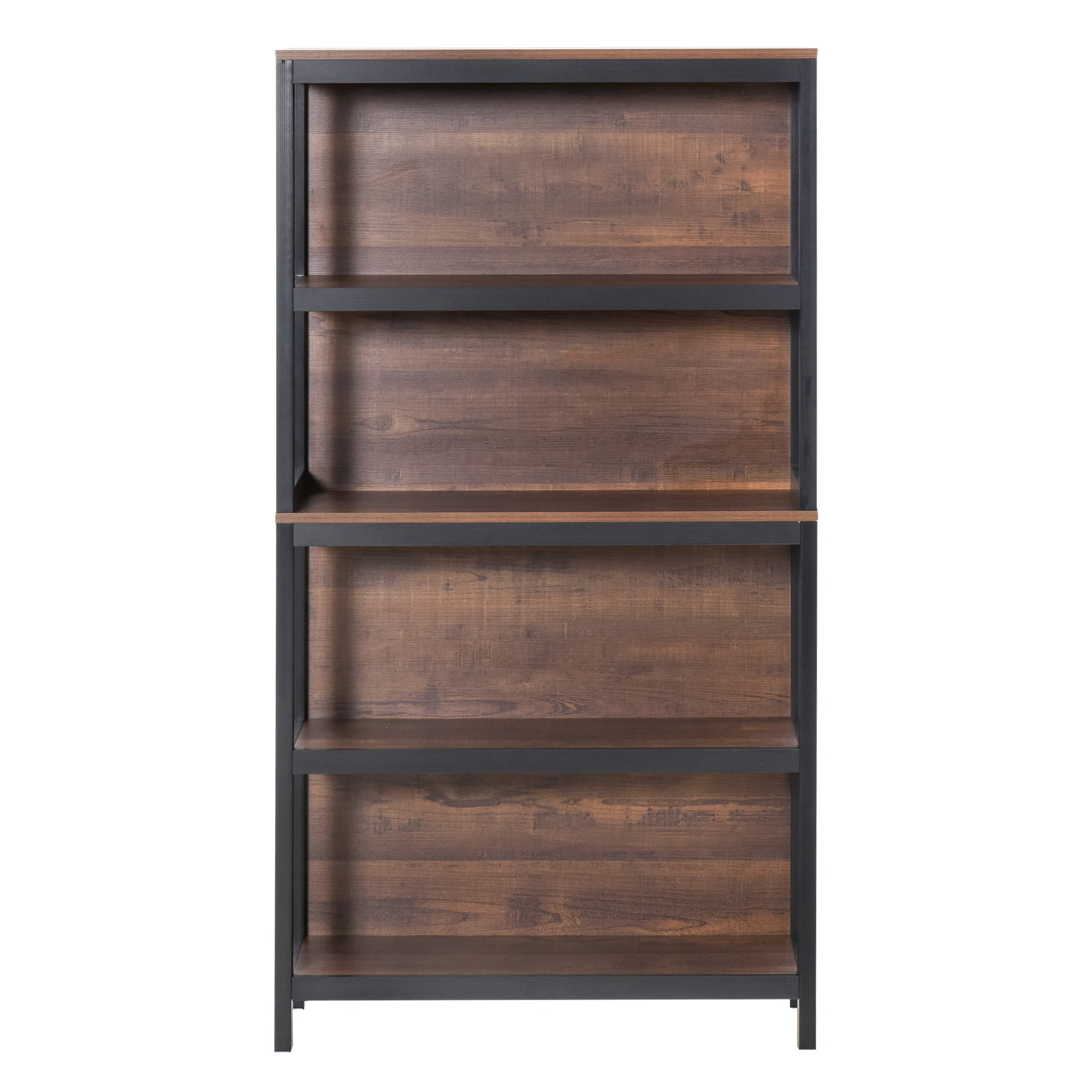HOMCOM Shelves for Storage 4 Tier Bookshelf Organizer Bookcase Walnut/Black