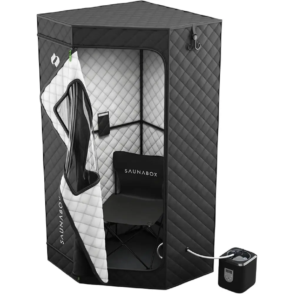 

SAUNABOX SmartSteam Kit Pro | Персональная паровая сауна для домашнего использования | Портативная палатка-сауна с креслом, ковриком и чехлом | Паровая терапия для всего тела