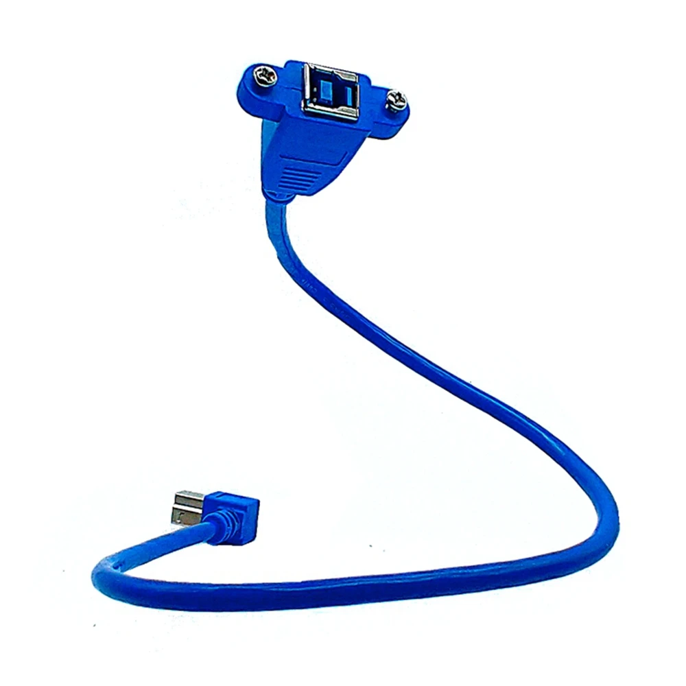 Kabel printer pendek, 50CM USB 3.0 B plug sudut kanan ke B Wanita USB 3.0 BM ke BF untuk pemindai printer hard drive