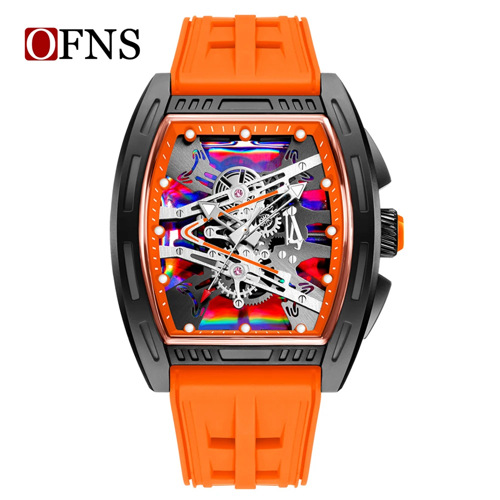 

OFNS Fashion Original Tonneau Colorful Dial Waterproof Date Wristwatch Quartz Movement Watches For Men Reloj Hombre