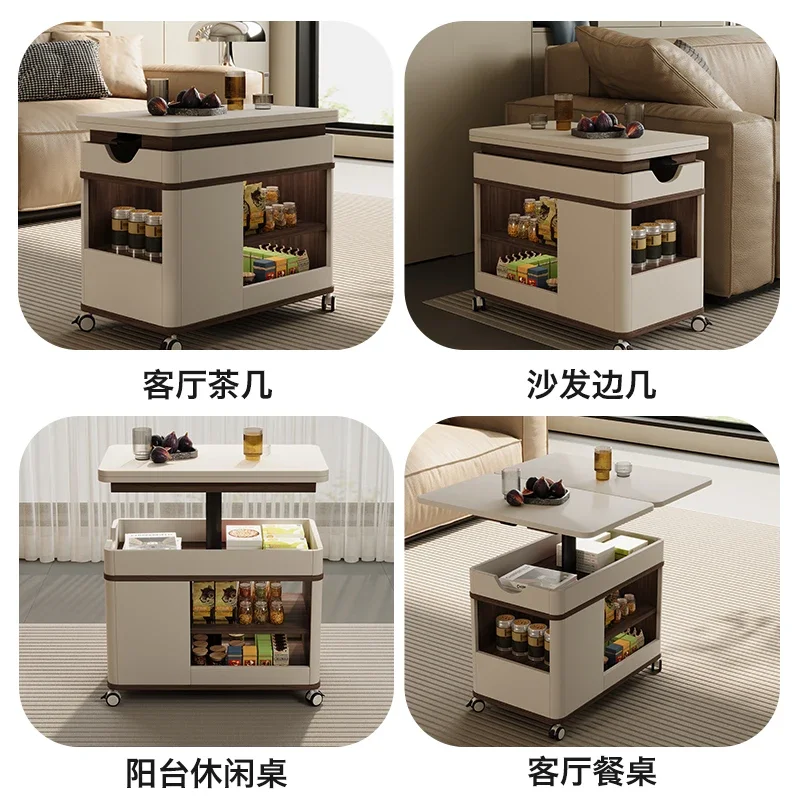 Coconut living room household mobile coffee table living room sofa lifting folding edge table storage trolley balcony small tea