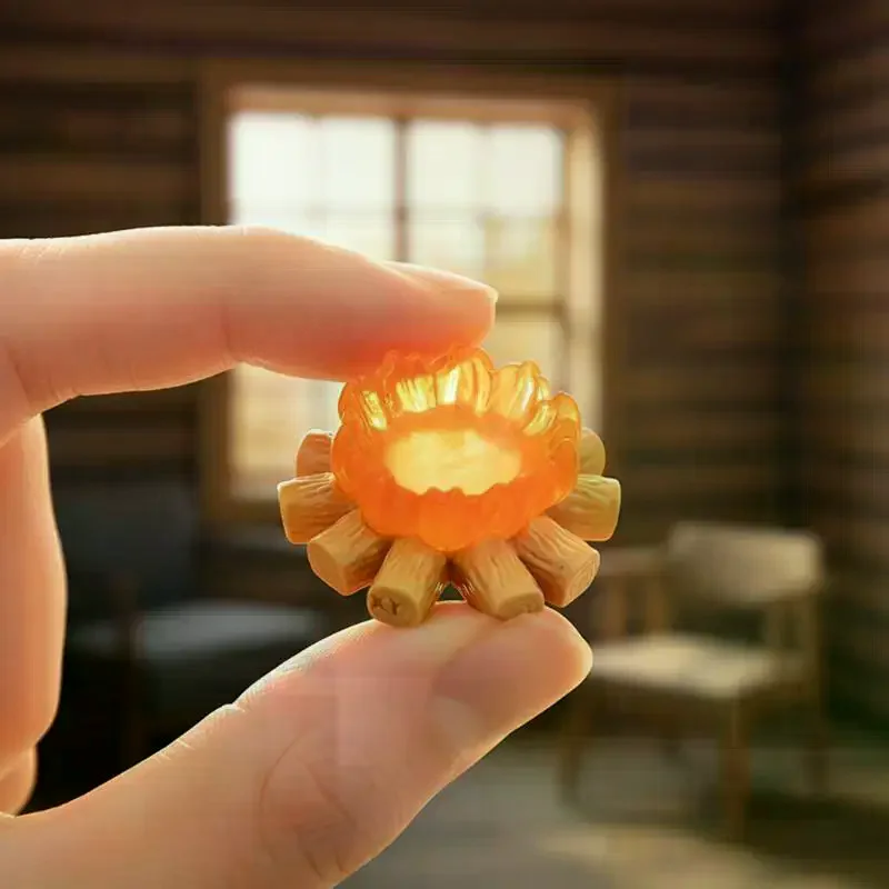 10Pcs Mini Fake Campfire Ornament Set Lifelike Resin Fire Models for Camping Themed Party Craft Project Decor