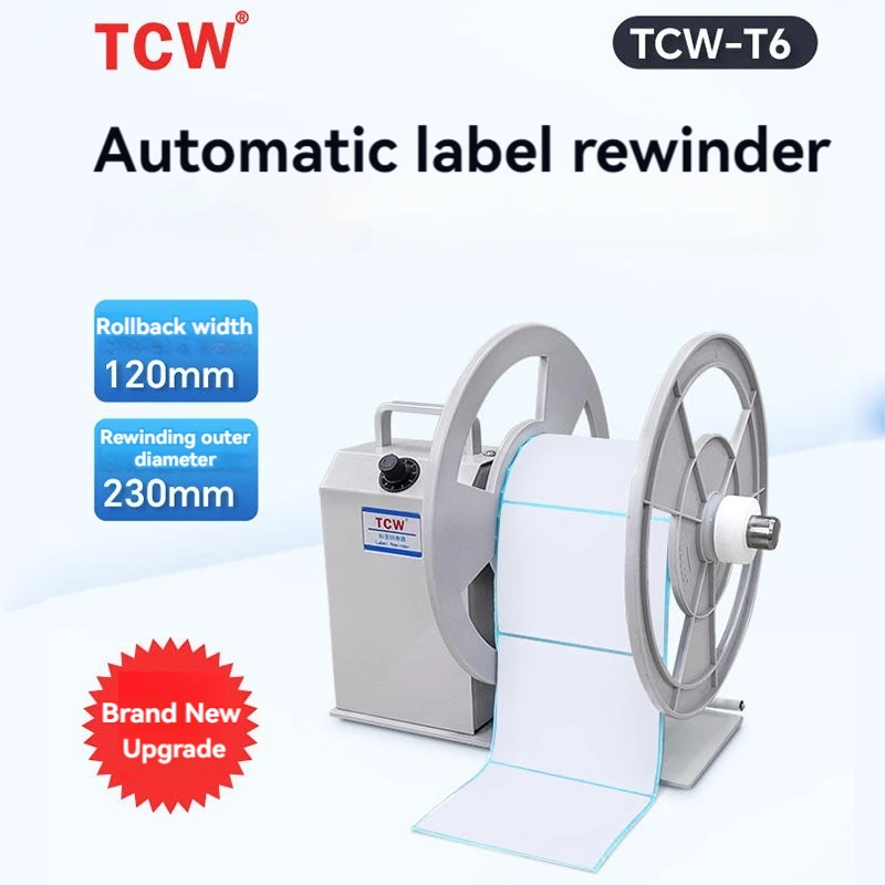 TCW-T6 110V/220V Fully Automatic Two-way Synchronous Self-adhesive Rewinder  Adjustable Speed Automatic Label Rewinder