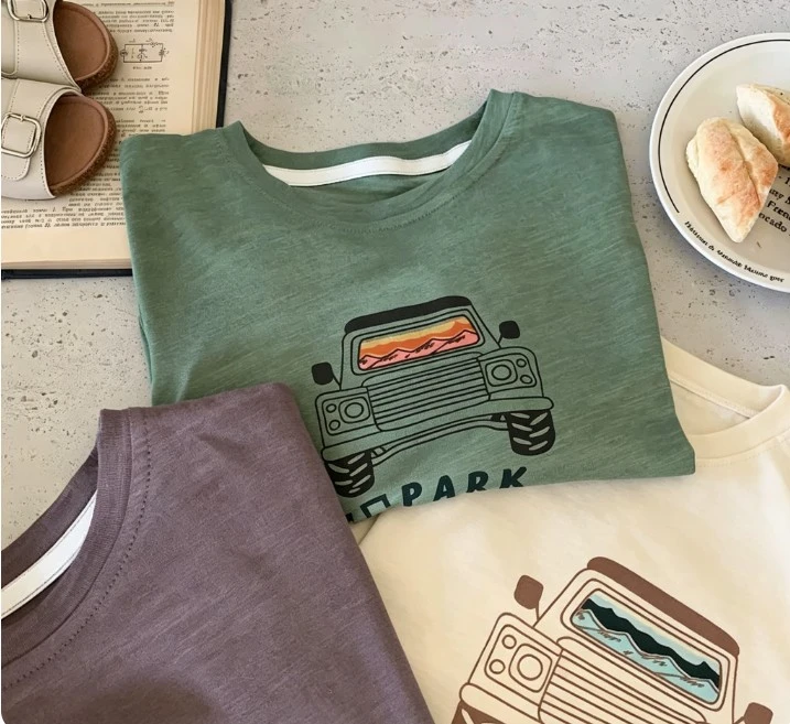Children Jeep Print T Shirt Off Road Vehicle Graphics Soft Cotton Tops Casual Wear For Boys Girls In Multiple Sleeves Baby Tees